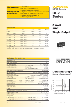REZ-0512S Datasheet PDF RECOM Electronic GmbH