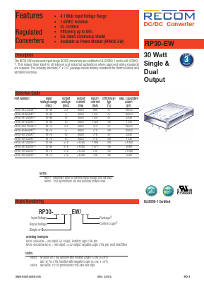 RP30-2405SEW Datasheet PDF RECOM Electronic GmbH
