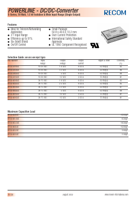RP30-4818SE Datasheet PDF RECOM Electronic GmbH