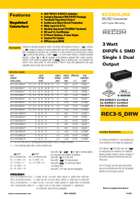 REC3-0505DRW Datasheet PDF RECOM Electronic GmbH