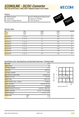 REC3-1205DR Datasheet PDF RECOM Electronic GmbH