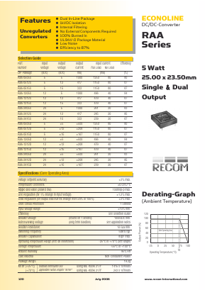 RAA-0505S_06 Datasheet PDF RECOM Electronic GmbH