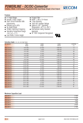 RP05-4812SE Datasheet PDF RECOM Electronic GmbH