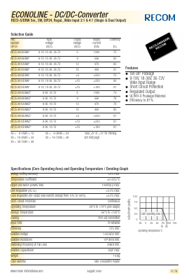 REC5-7209SRW Datasheet PDF RECOM Electronic GmbH