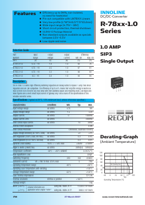 R-78XX-1.0 Datasheet PDF RECOM Electronic GmbH