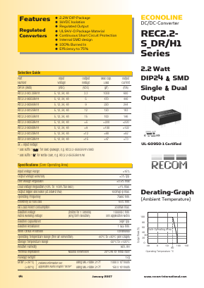 REC2.2-4805DR/H1 Datasheet PDF RECOM Electronic GmbH