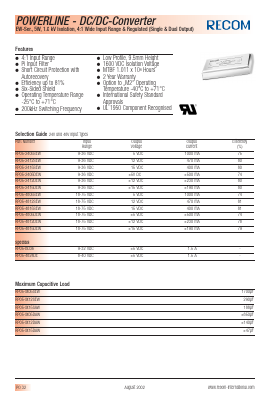 RP05-4812SEW Datasheet PDF RECOM Electronic GmbH