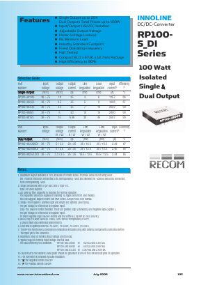 RP100-483.305DI Datasheet PDF RECOM Electronic GmbH