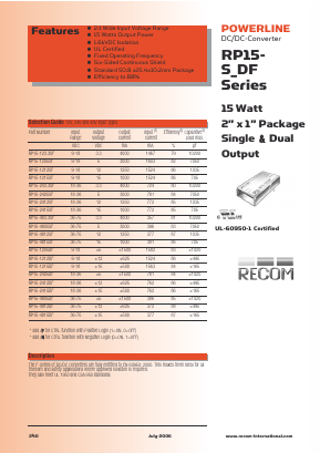 RP15-243.3SF_06 Datasheet PDF RECOM Electronic GmbH