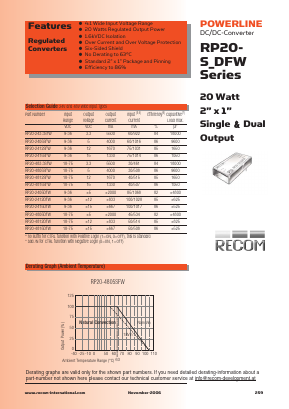 RP20-243.3SFWN Datasheet PDF RECOM Electronic GmbH