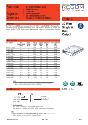 RP30-2415DE Datasheet PDF RECOM Electronic GmbH