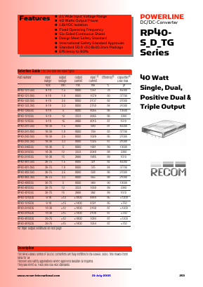 RP40-483.305DG Datasheet PDF RECOM Electronic GmbH