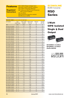 RSO-0515SH2 Datasheet PDF RECOM Electronic GmbH