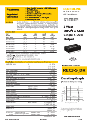 REC3-1205DR/H1 Datasheet PDF RECOM Electronic GmbH