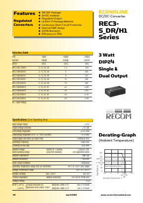 REC3-2405DR/H1 Datasheet PDF RECOM Electronic GmbH