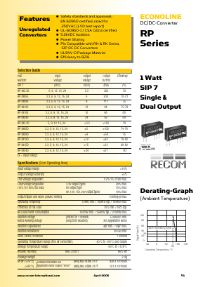 RP-3.305D Datasheet PDF RECOM Electronic GmbH