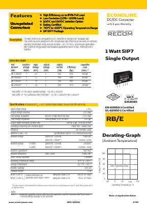RB-3.305S/E Datasheet PDF RECOM Electronic GmbH
