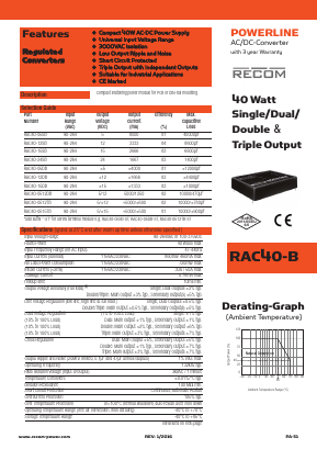 RAC40-05DB Datasheet PDF RECOM Electronic GmbH