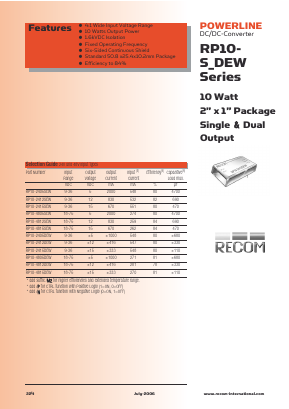 RP10-2405DEWM2 Datasheet PDF RECOM Electronic GmbH