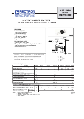 MBR10100C Datasheet PDF Rectron Semiconductor