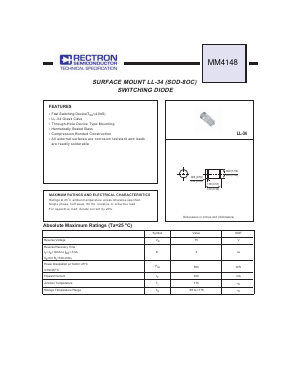 MM4148 Datasheet PDF Rectron Semiconductor