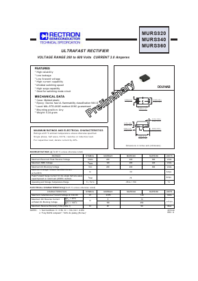 MURS320 Datasheet PDF Rectron Semiconductor