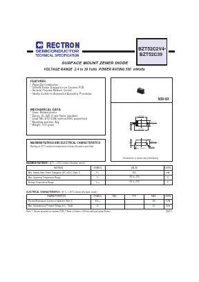 BZT52C2V4 Datasheet PDF Rectron Semiconductor