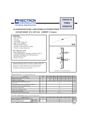 1N4003G Datasheet PDF Rectron Semiconductor