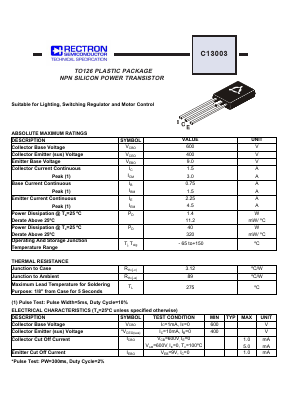 C13003 Datasheet PDF Rectron Semiconductor