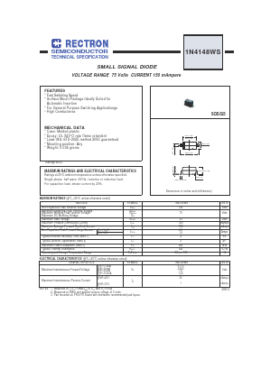 1N4148WS Datasheet PDF Rectron Semiconductor