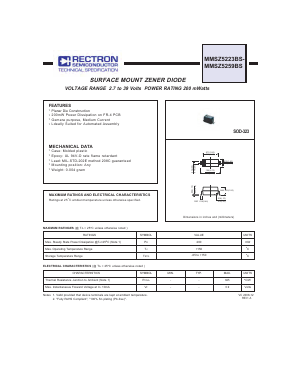 MMSZ5259BS Datasheet PDF Rectron Semiconductor