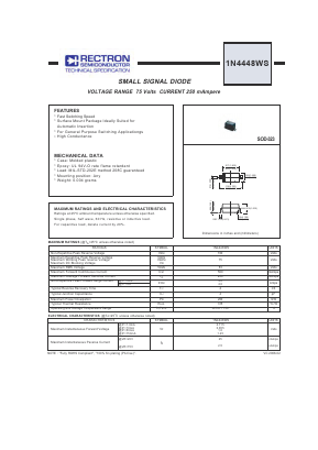1N4448WS Datasheet PDF Rectron Semiconductor