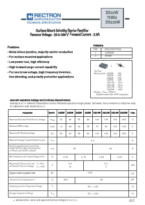 DS220W Datasheet PDF Rectron Semiconductor