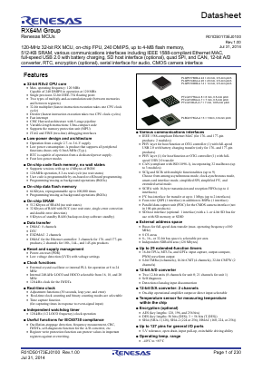 R5F564MLHDLC Datasheet PDF Renesas Electronics