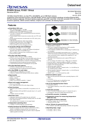 R5F56514FGLJ Datasheet PDF Renesas Electronics