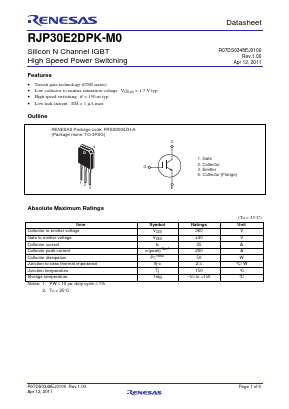RJP30E2DPK-M0 Datasheet PDF Renesas Electronics