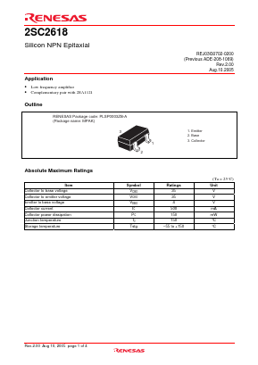 2SC2618 Datasheet PDF Renesas Electronics