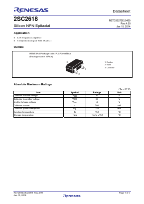 2SC2618RDTL-E Datasheet PDF Renesas Electronics