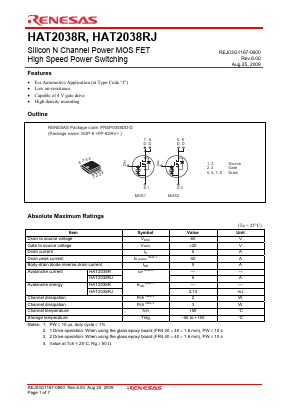 HAT2038R Datasheet PDF Renesas Electronics