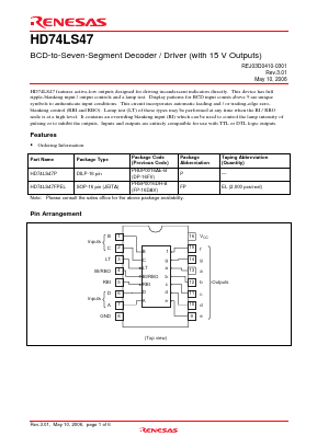 HD74LS47 Datasheet PDF Renesas Electronics