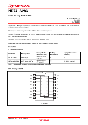 HD74LS283FPEL Datasheet PDF Renesas Electronics