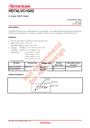HD74LVC1G02CPE Datasheet PDF Renesas Electronics