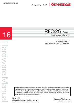 R8C2G Datasheet PDF Renesas Electronics