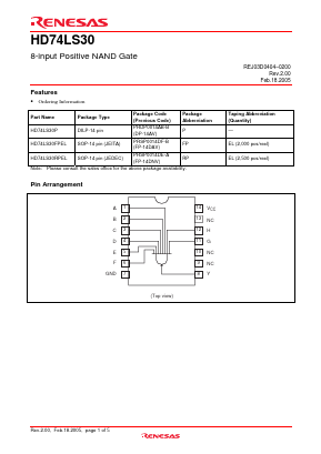 HD74LS30RPEL Datasheet PDF Renesas Electronics