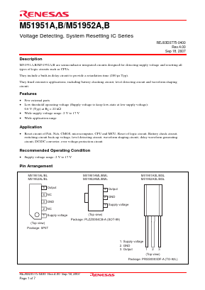 M51952AML/BML Datasheet PDF Renesas Electronics