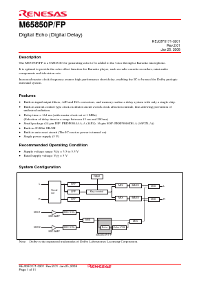 M65850P Datasheet PDF Renesas Electronics