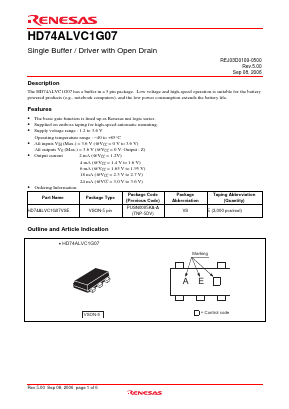 HD74ALVC1G07VSE Datasheet PDF Renesas Electronics
