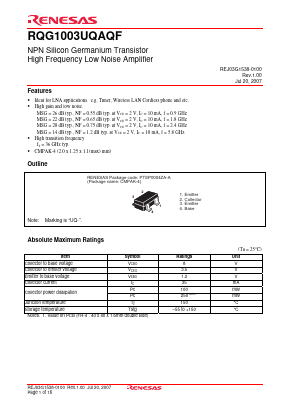 RQG1003UQAQF Datasheet PDF Renesas Electronics