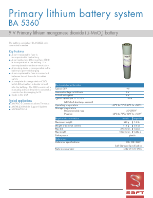 BA5360 Datasheet PDF saftbatteries
