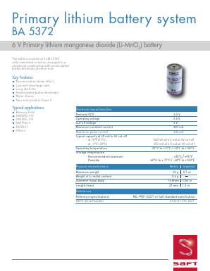 BA5372 Datasheet PDF saftbatteries